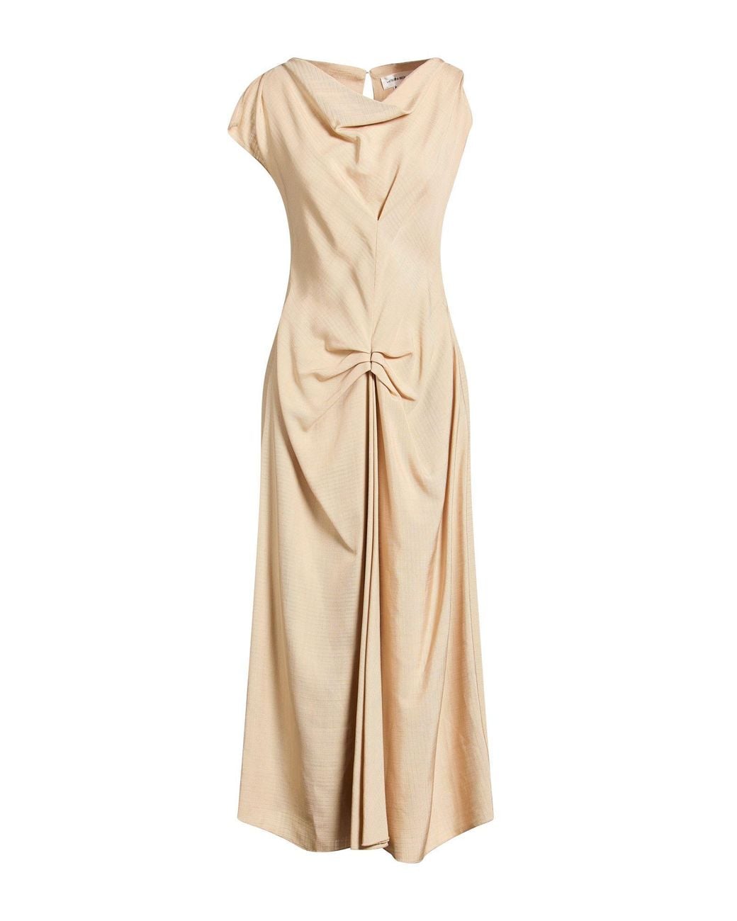 Victoria Beckham Natural Sand Midi Dress Viscose