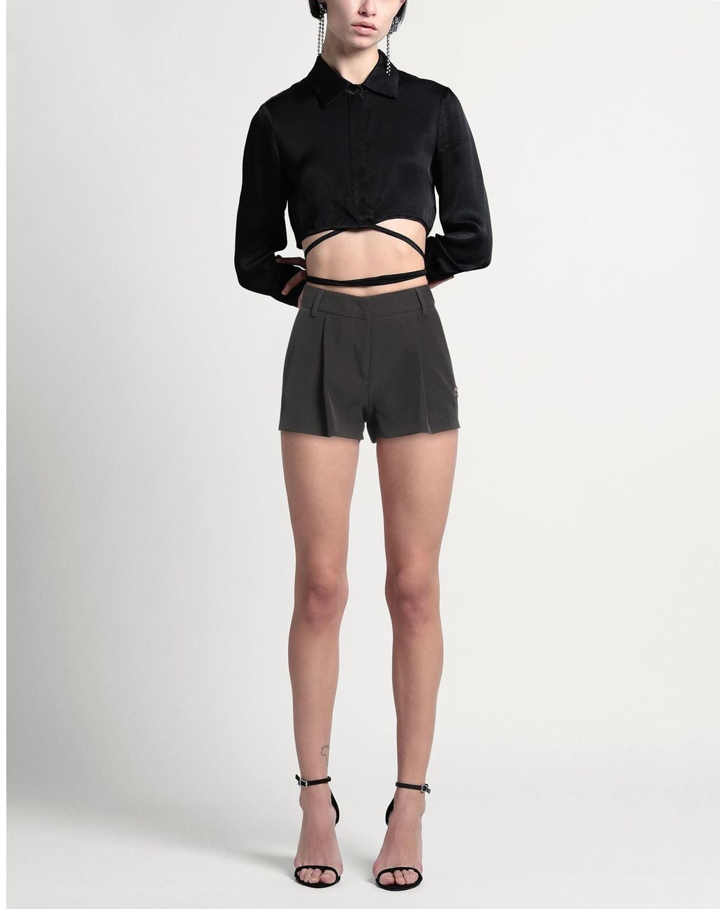 REVISE CONCEPT Gray Shorts & Bermuda Shorts Polyester, Elastane