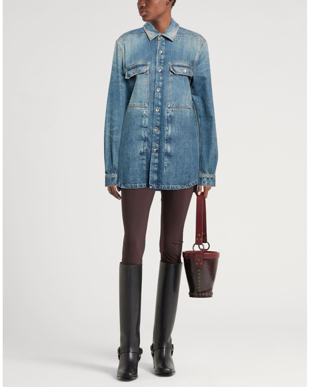 Rick Owens Blue Denim Shirt Cotton