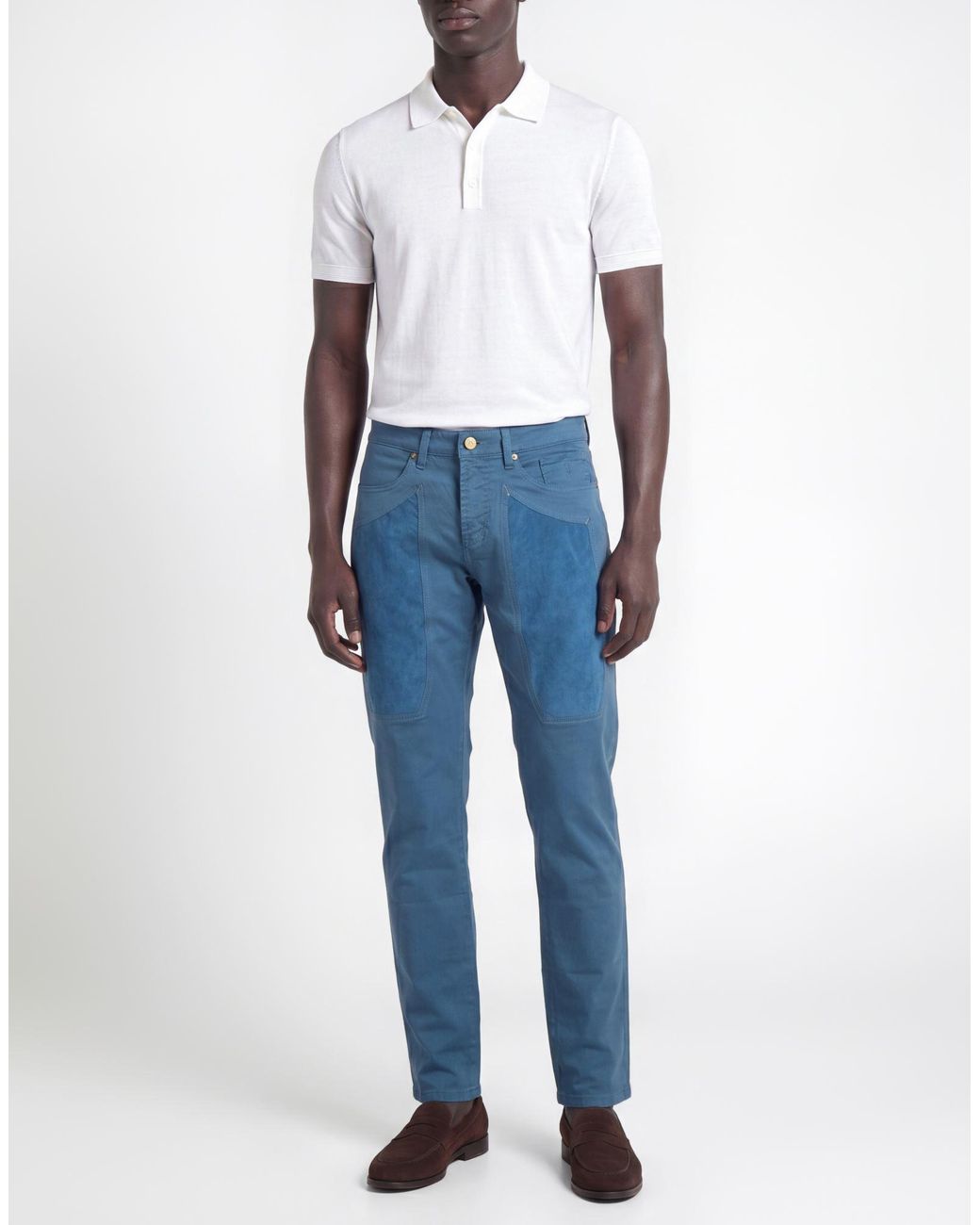 Jeckerson Blue Pants Cotton, Elastane, Polyester, Polyurethane for men