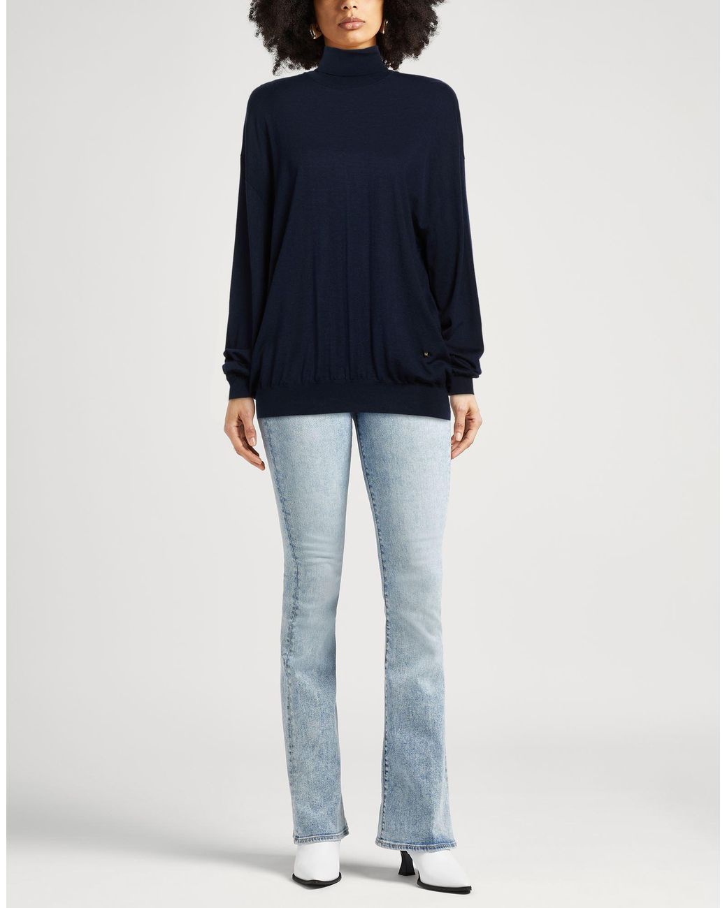 Moschino Blue Turtleneck Virgin Wool, Silk