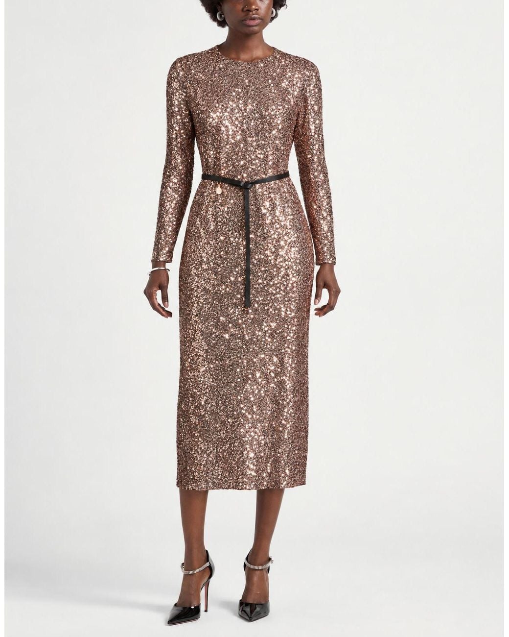 Ottod'Ame Brown Camel Midi Dress Polyester