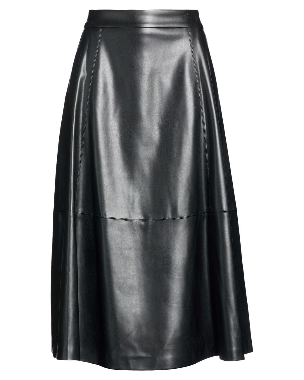 Manila Grace Black Midi Skirt Polyurethane, Polyester