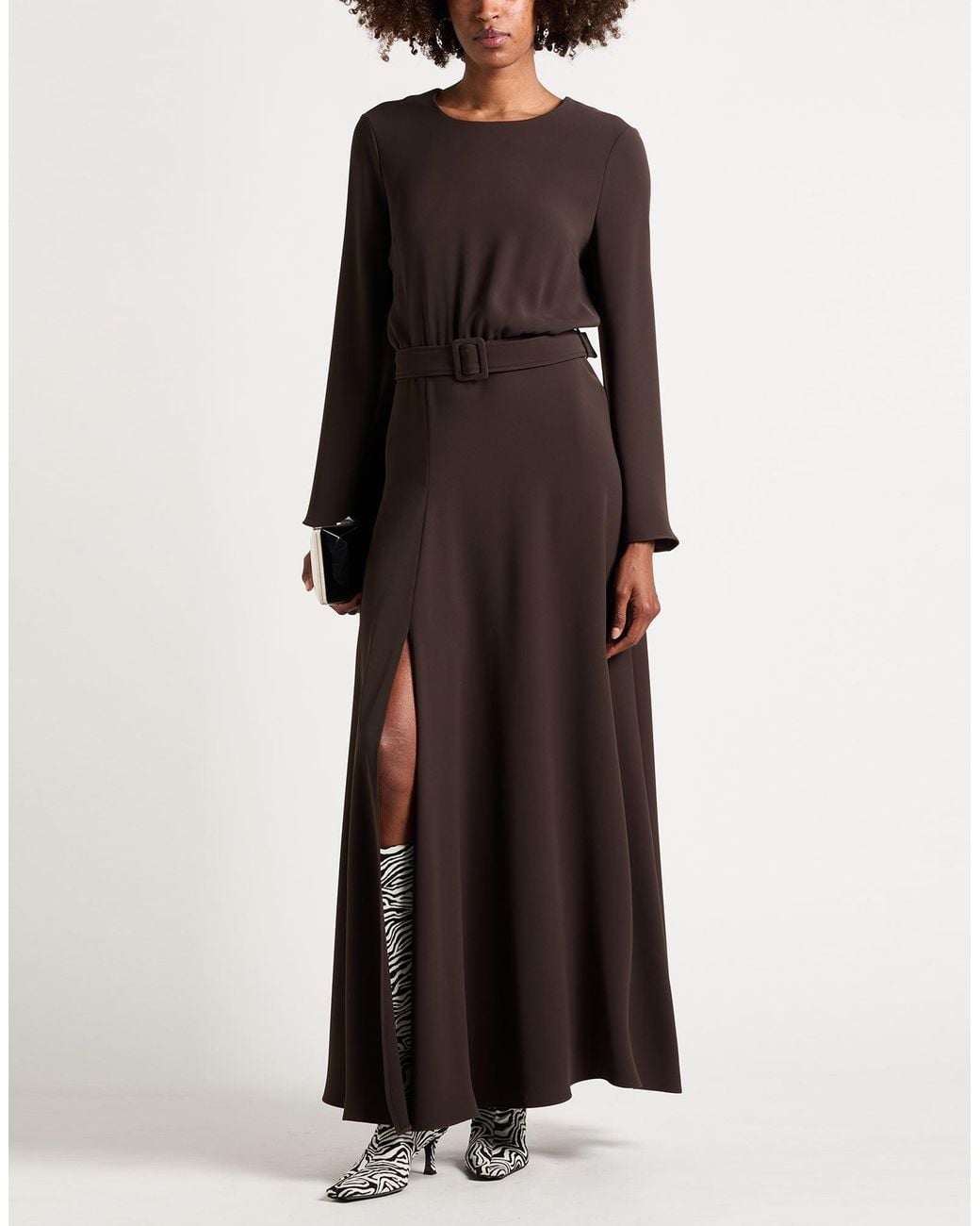 P.A.R.O.S.H. Brown Chocolate Maxi Dress Polyester