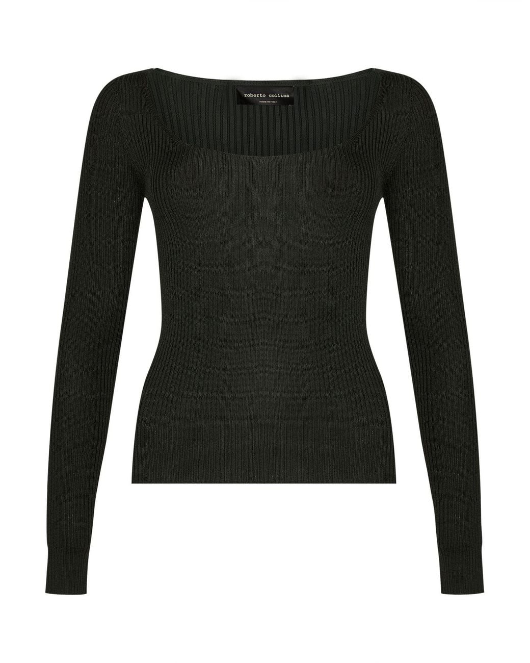 Roberto Collina Black Dark Sweater Merino Wool