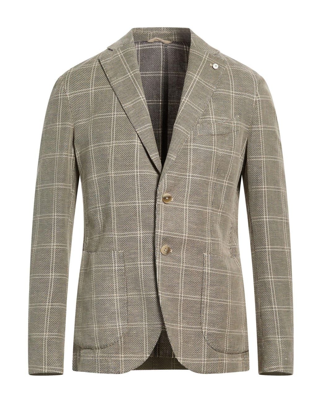 L.b.m. 1911 Gray Blazer Cotton, Linen, Nylon, Polyester for men