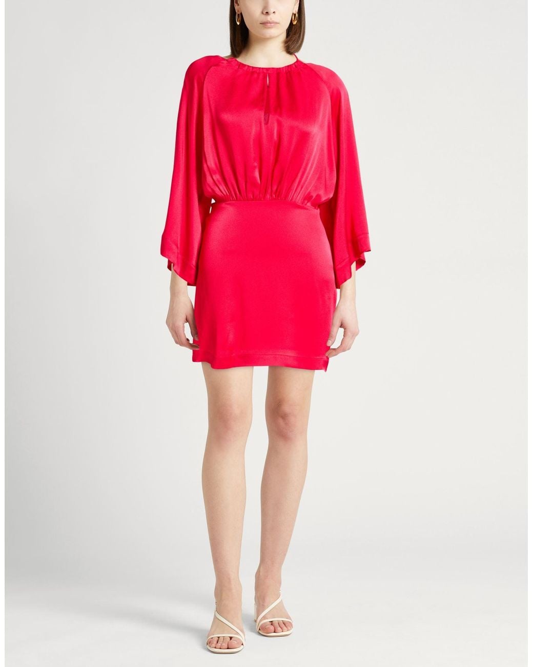 Semicouture Red Mini Dress Acetate, Silk