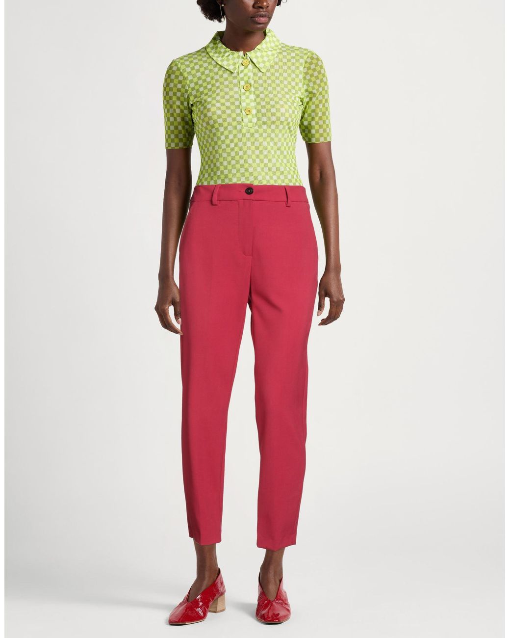 SEVENTY VENEZIA Red Pants Polyester, Virgin Wool, Elastane