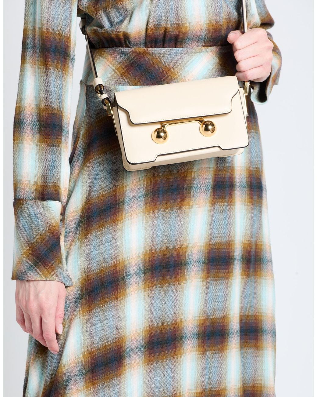 Marni Natural Cross-Body Bag Cow Leather, Brass, Steel