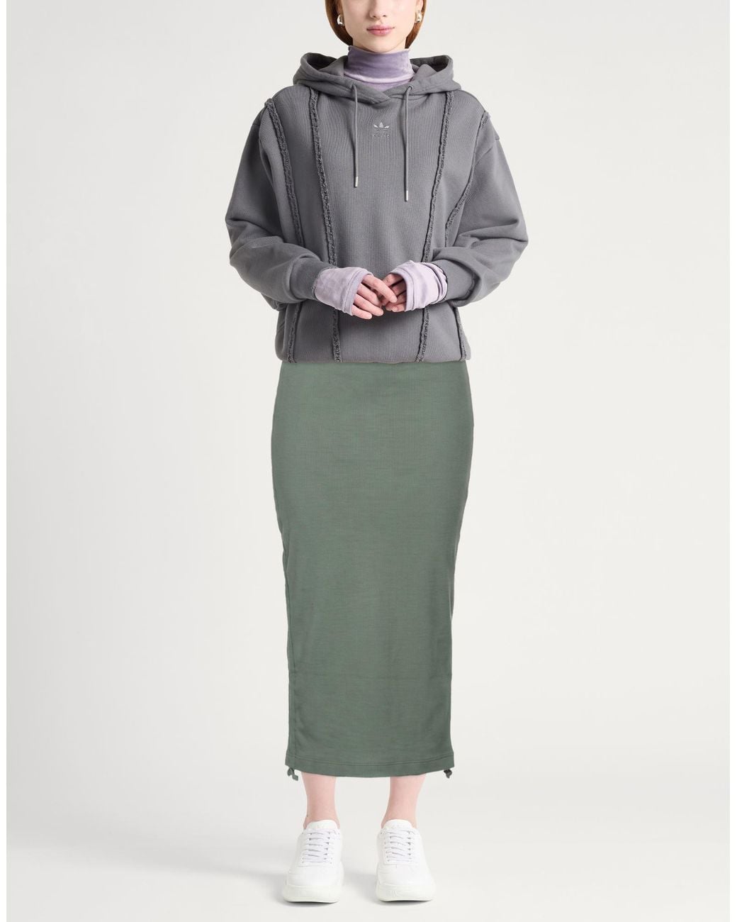 Gaelle Paris Green Midi Skirt Cotton, Elastane