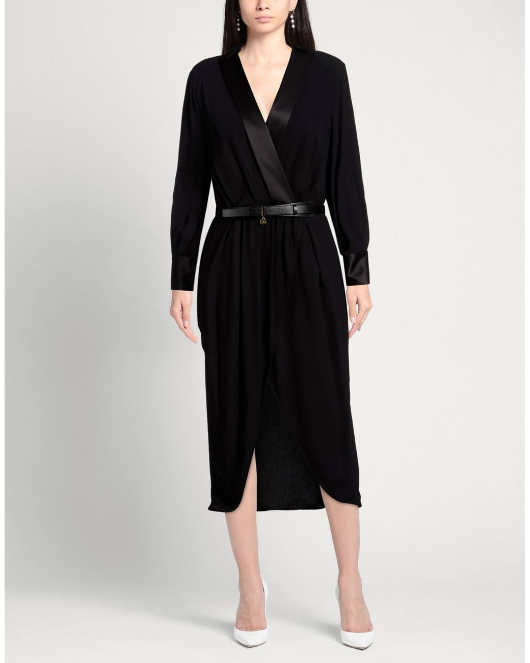 Elisabetta Franchi Black Midi Dress Viscose