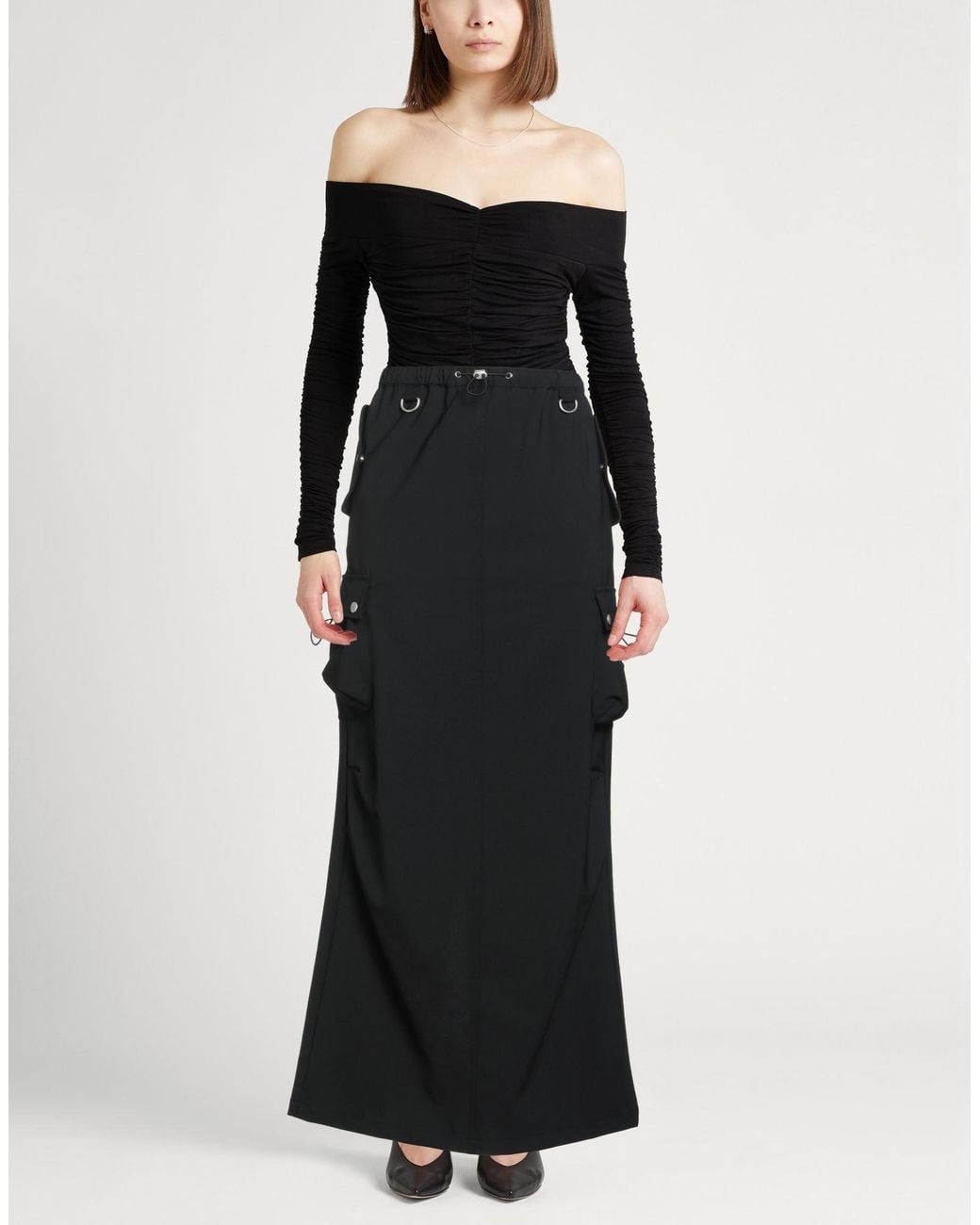 Coperni Black Maxi Skirt Polyester, Wool, Elastane