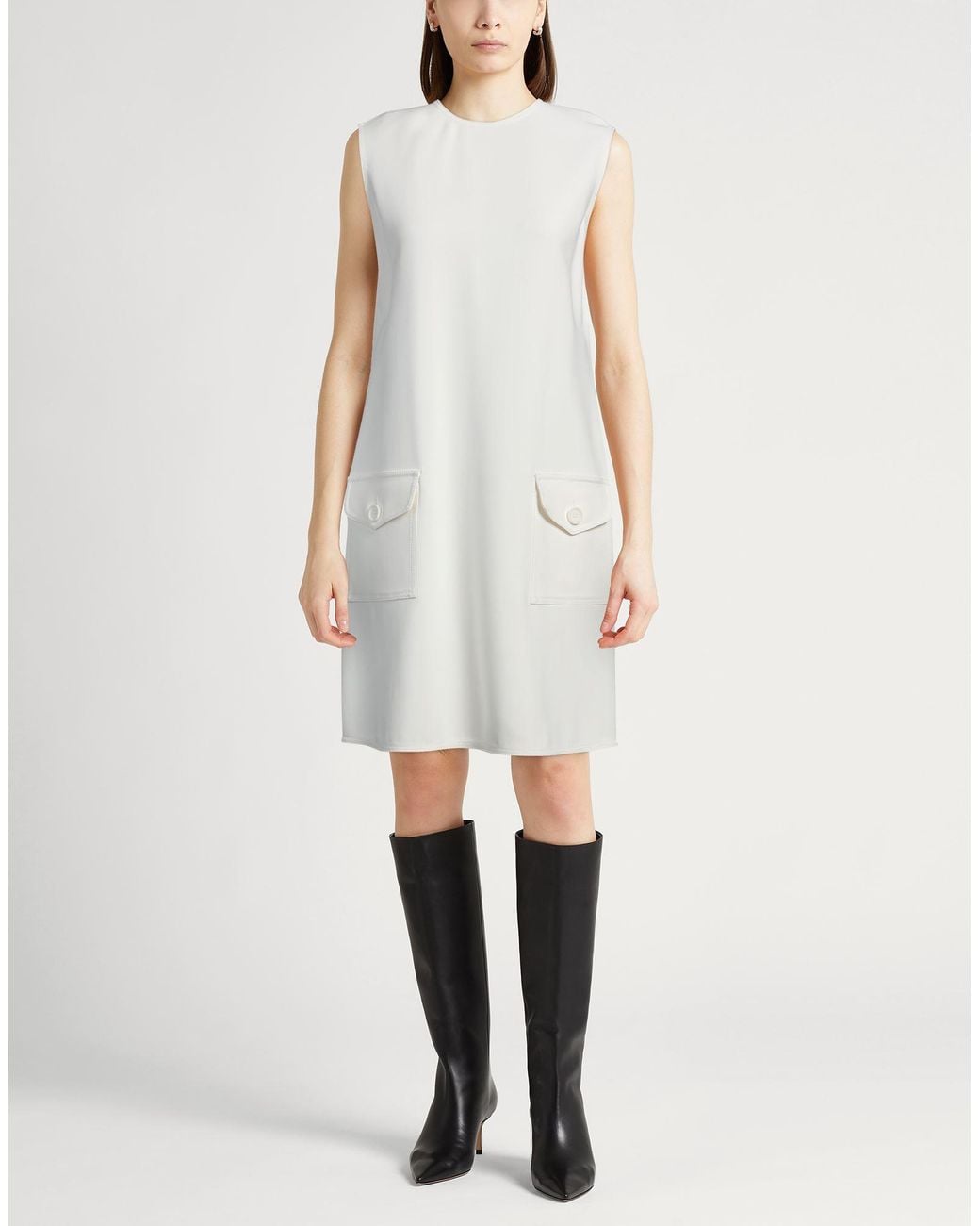 Aspesi White Mini Dress Viscose, Elastane
