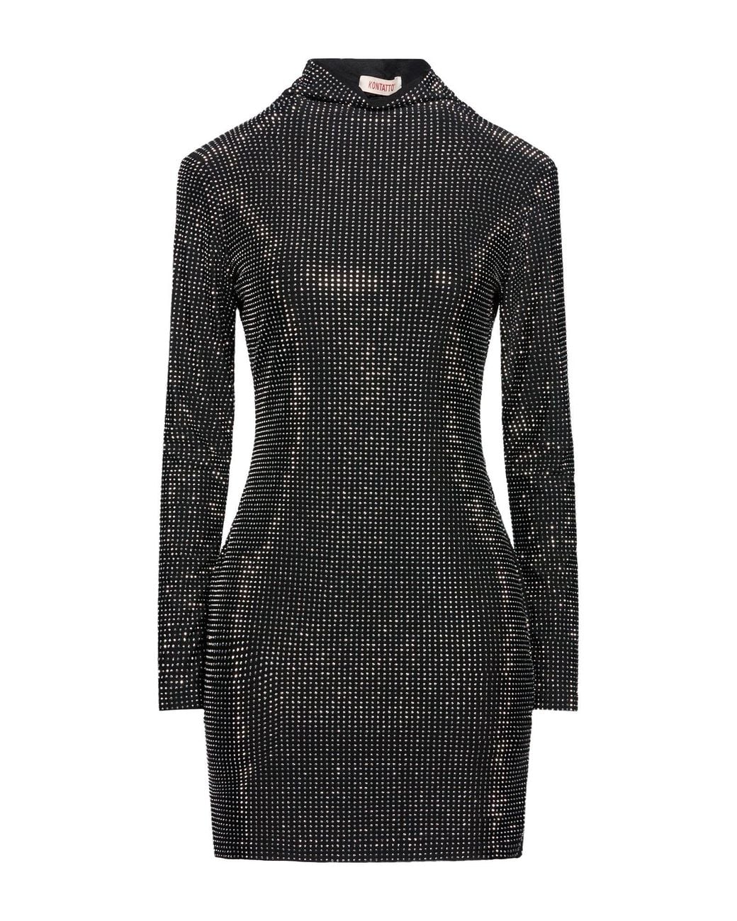 Kontatto Black Mini Dress Polyester, Elastane