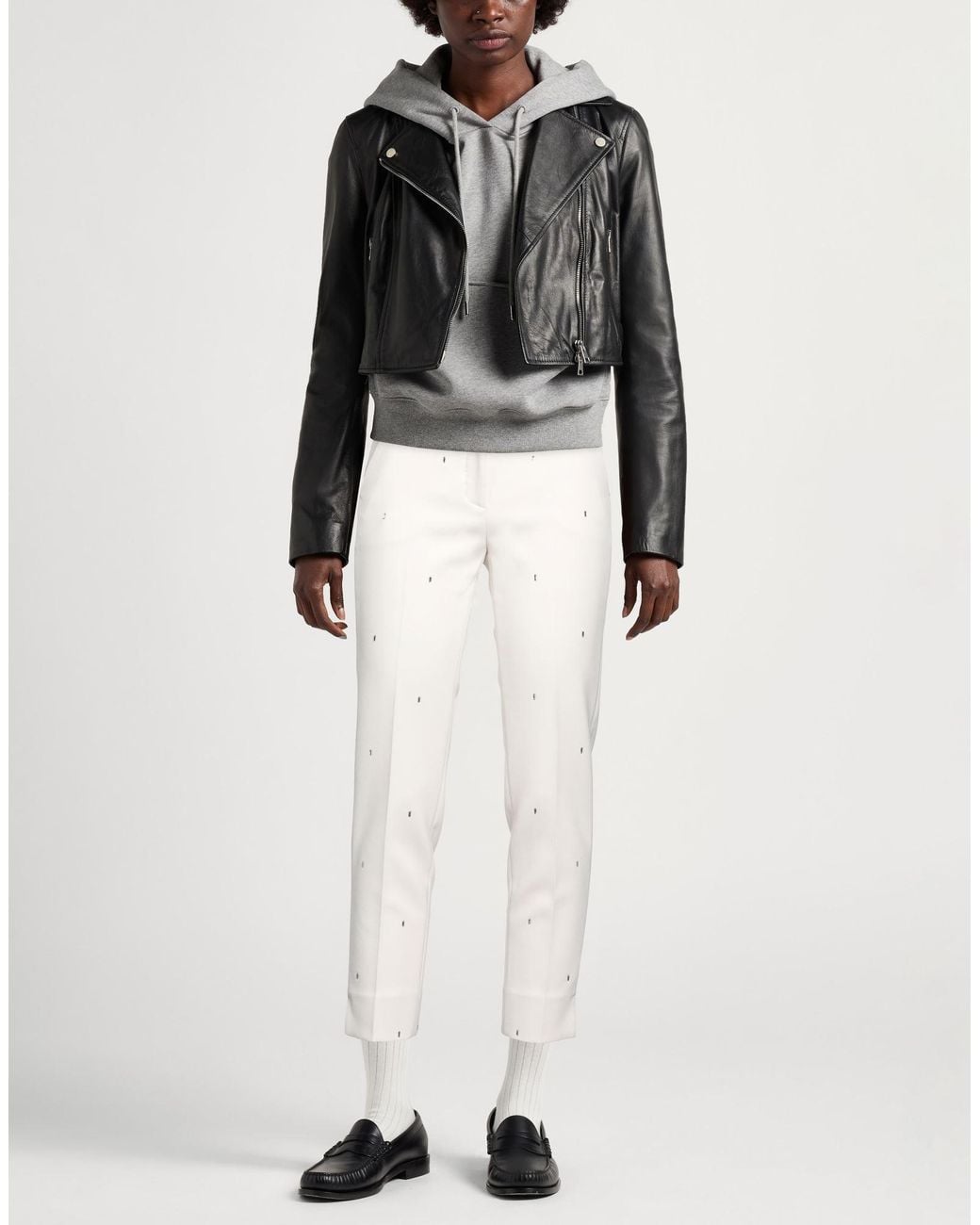 Peserico White Pants Polyester, Viscose, Cotton, Elastane