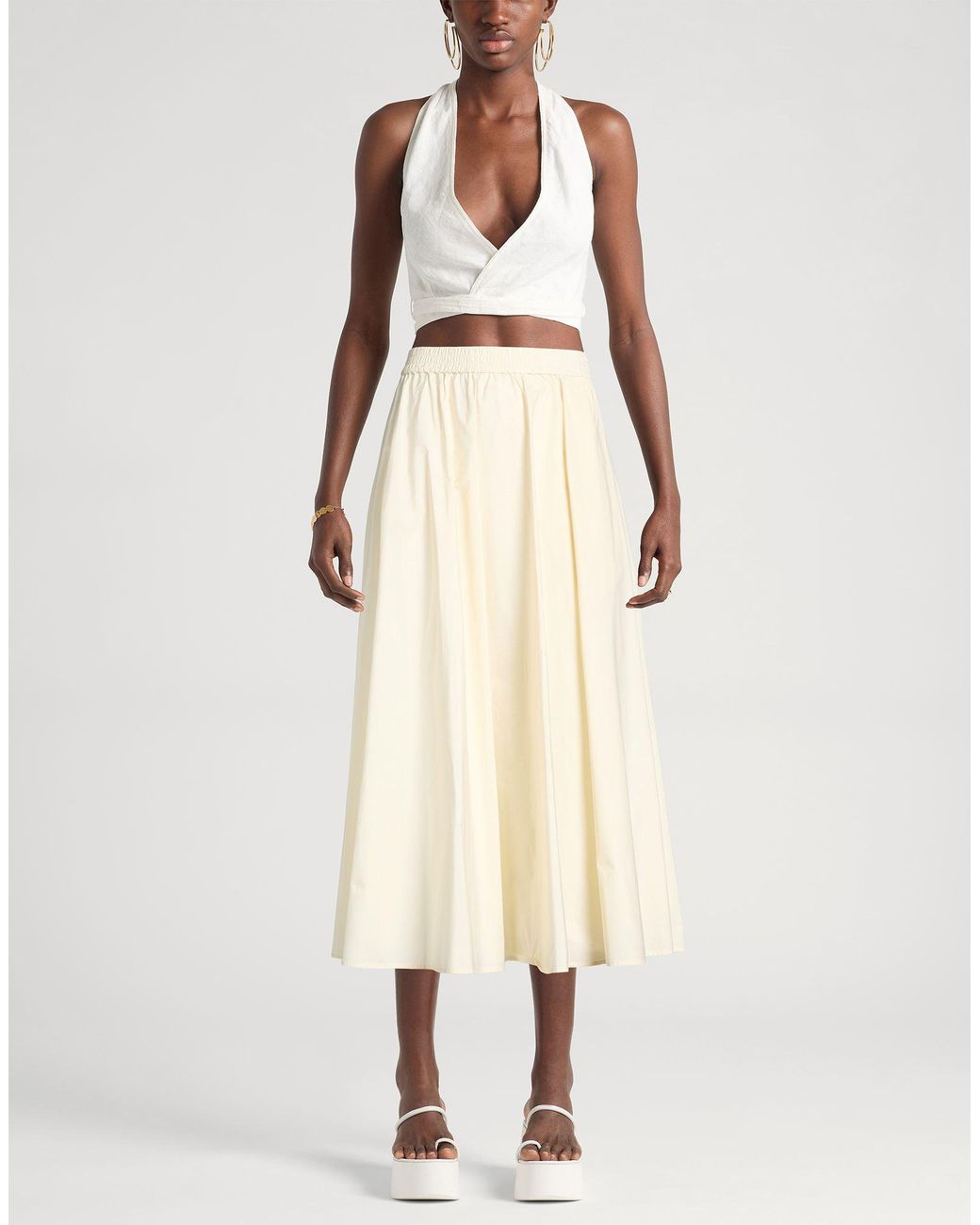 MAX&Co. White Midi Skirt