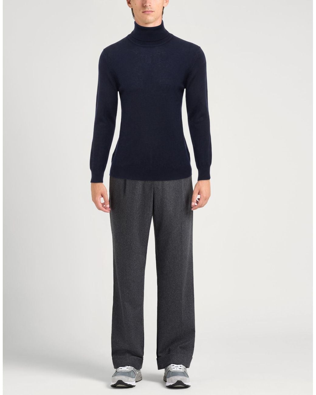 Trussardi Blue Midnight Turtleneck Wool for men