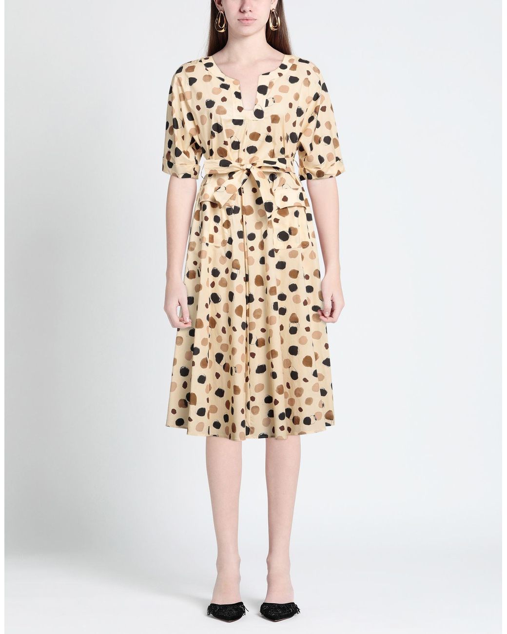 Manila Grace Natural Midi Dress