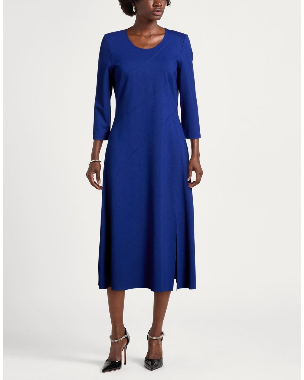 Diana Gallesi Blue Bright Midi Dress Viscose, Polyamide, Elastane