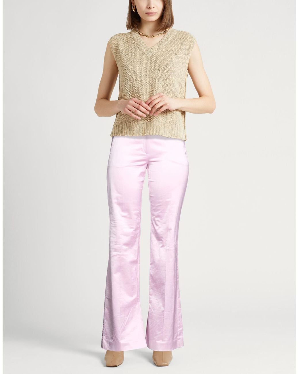 Marella Pink Lilac Pants Cotton, Polyamide, Elastane