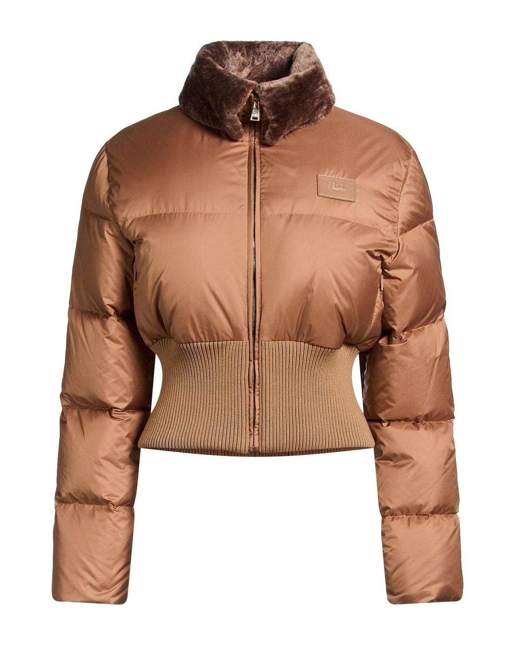 Fendi Brown Puffer Polyester, Shearling