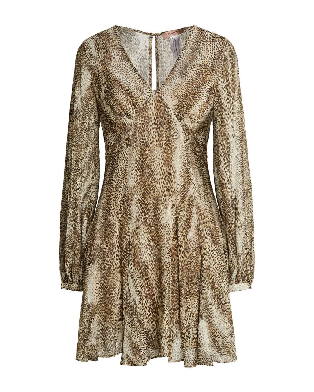 Twinset Natural Mini Dress Viscose, Silk, Polyester
