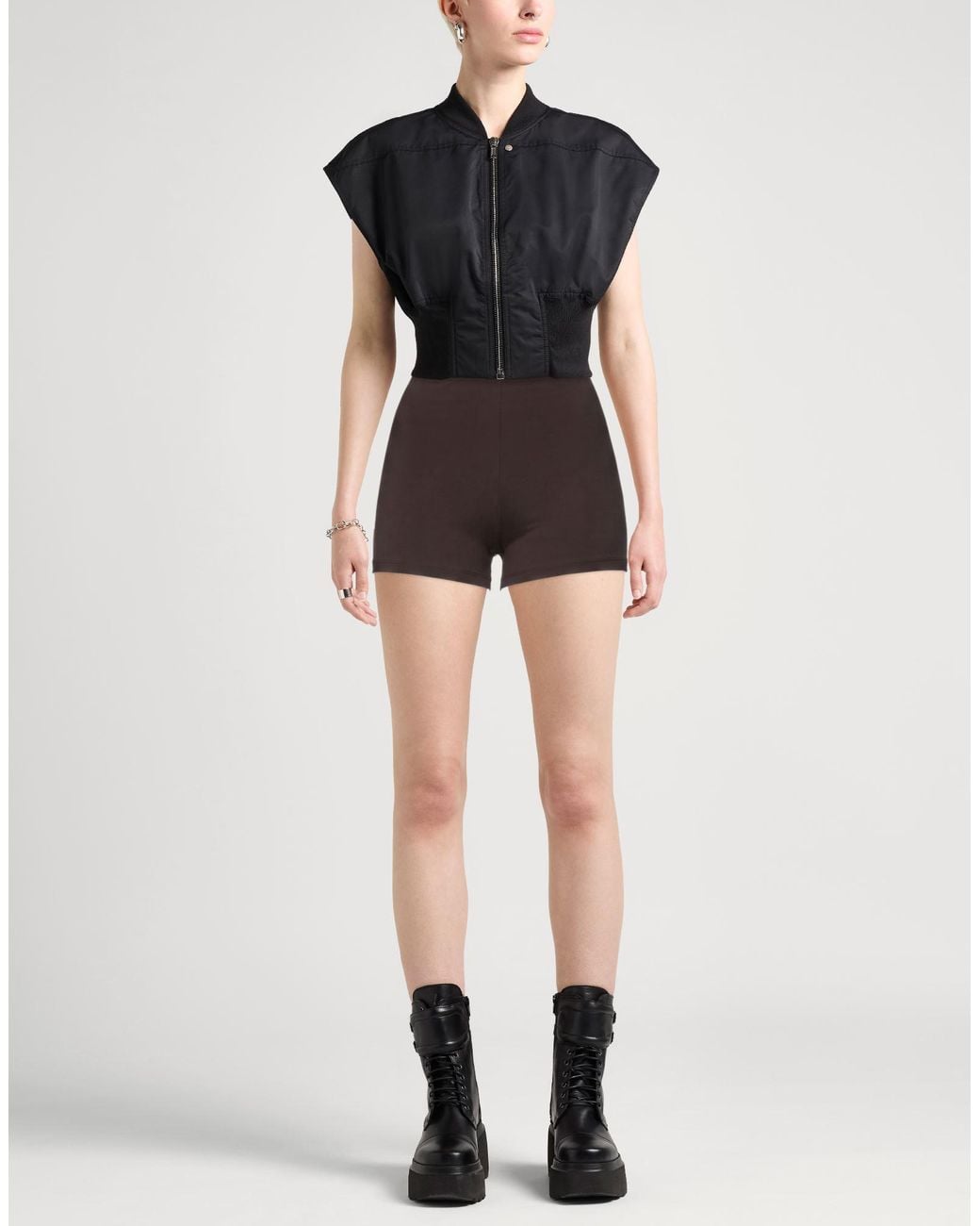 Rick Owens Brown Shorts & Bermuda Shorts Viscose, Polyamide, Elastane