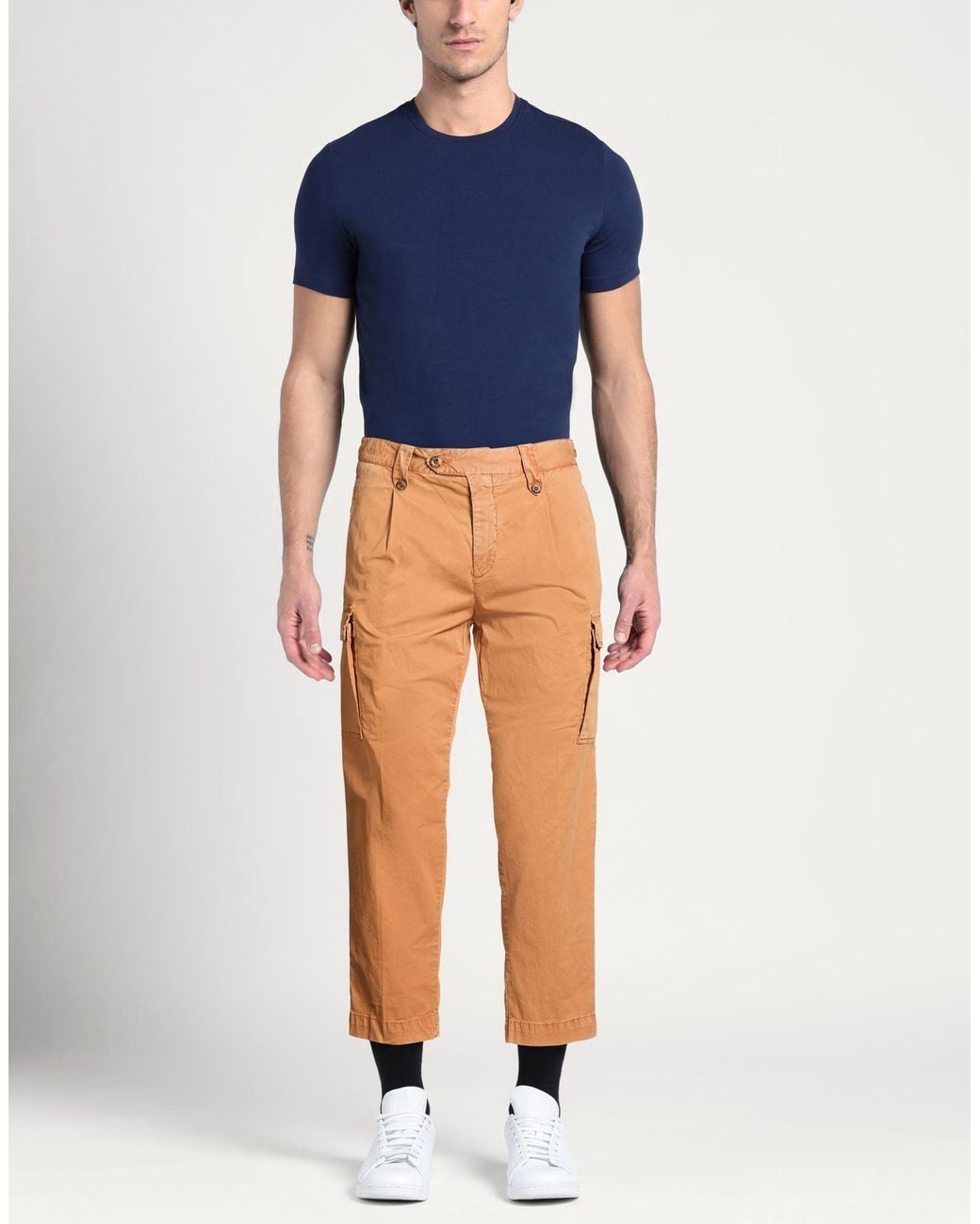 Myths Orange Pants Pima Cotton, Cotton, Elastane for men