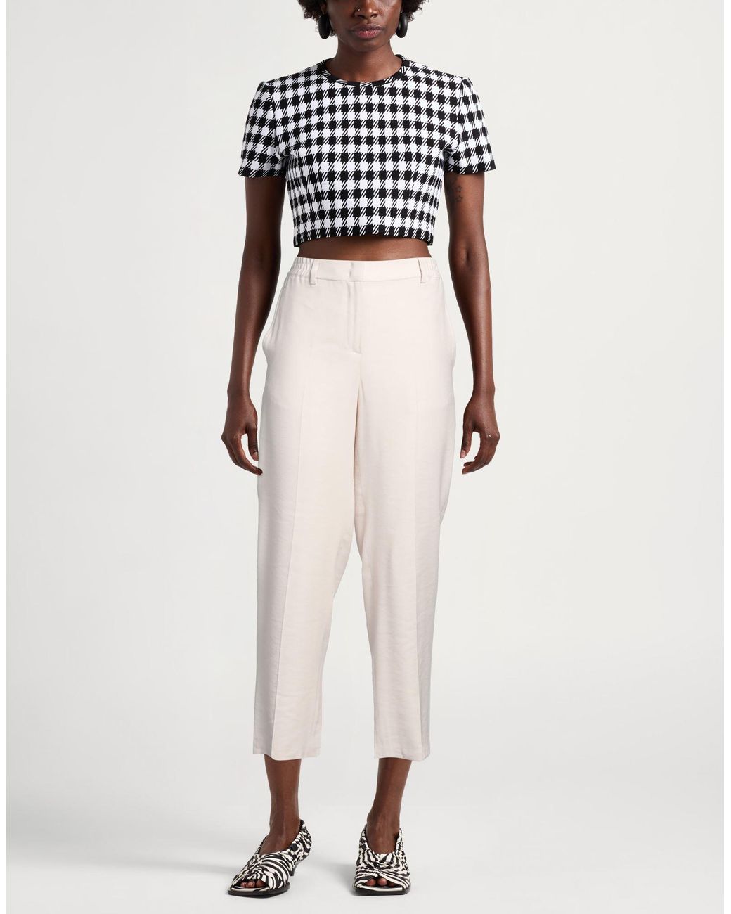 SEVENTY VENEZIA White Pants Viscose, Polyester