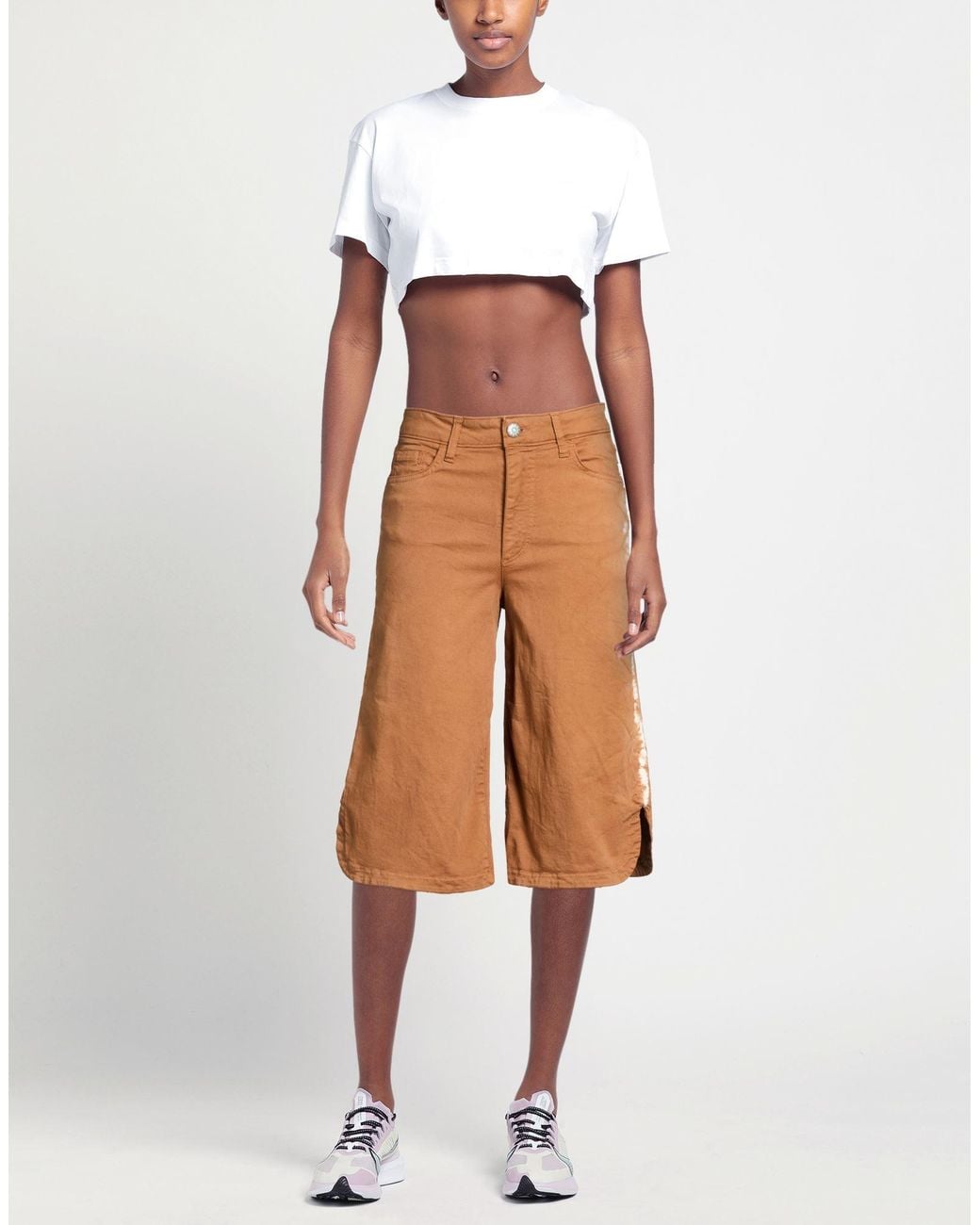 Shaft Brown Camel Shorts & Bermuda Shorts Cotton, Elastane