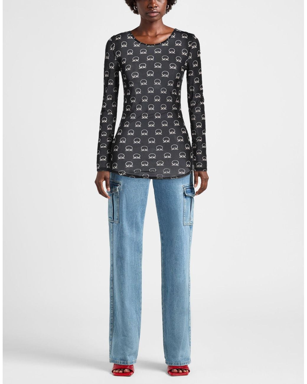 Pinko Black T-Shirt Polyamide, Elastane