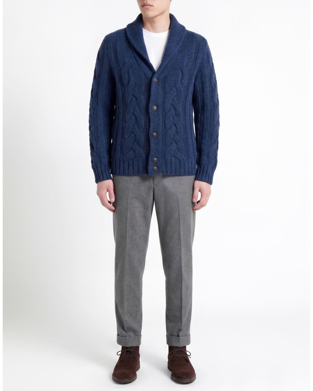 Gran Sasso Blue Cardigan Virgin Wool, Polyamide for men