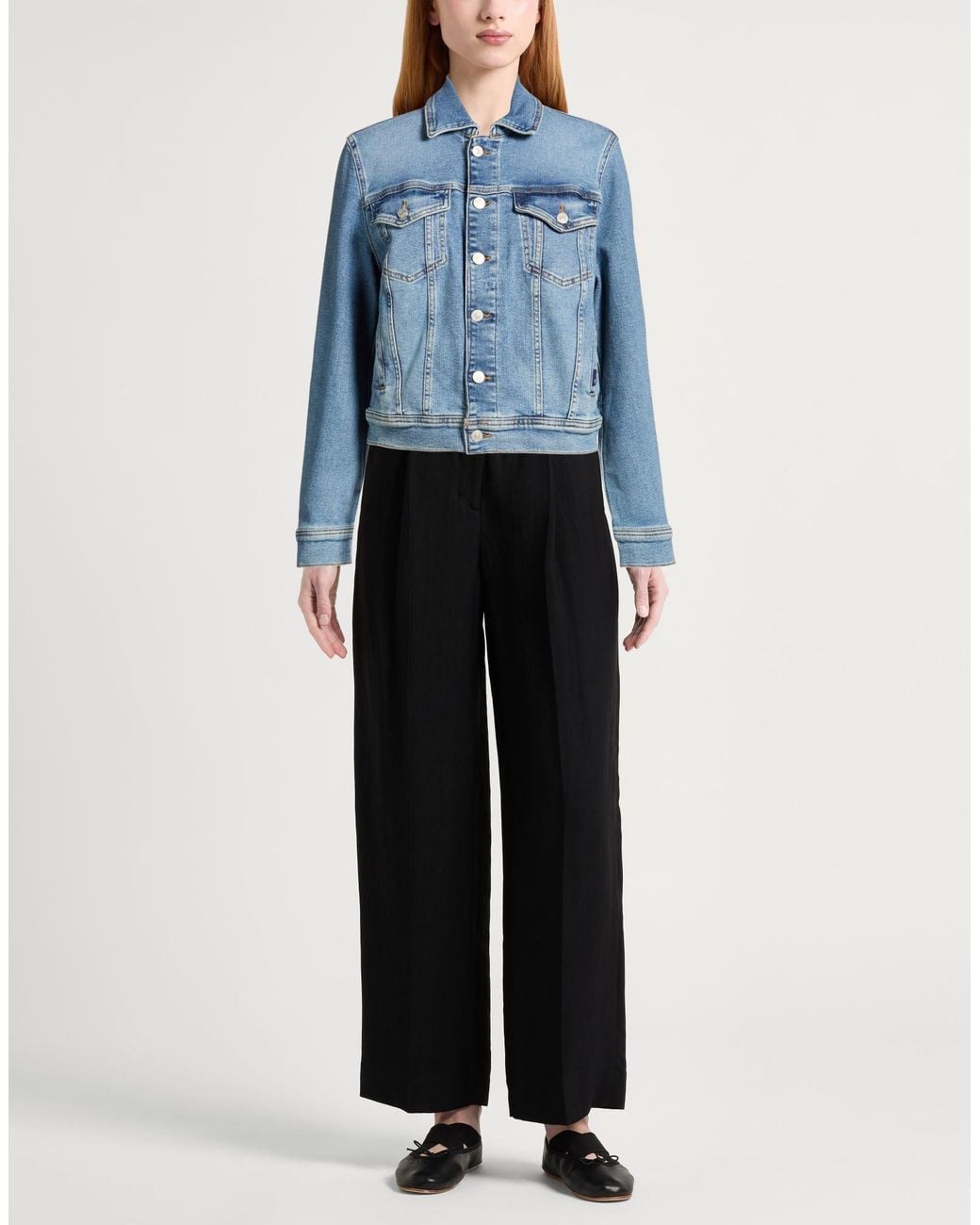 7 For All Mankind Blue Denim Outerwear Cotton, Modal, Elastomultiester, Elastane
