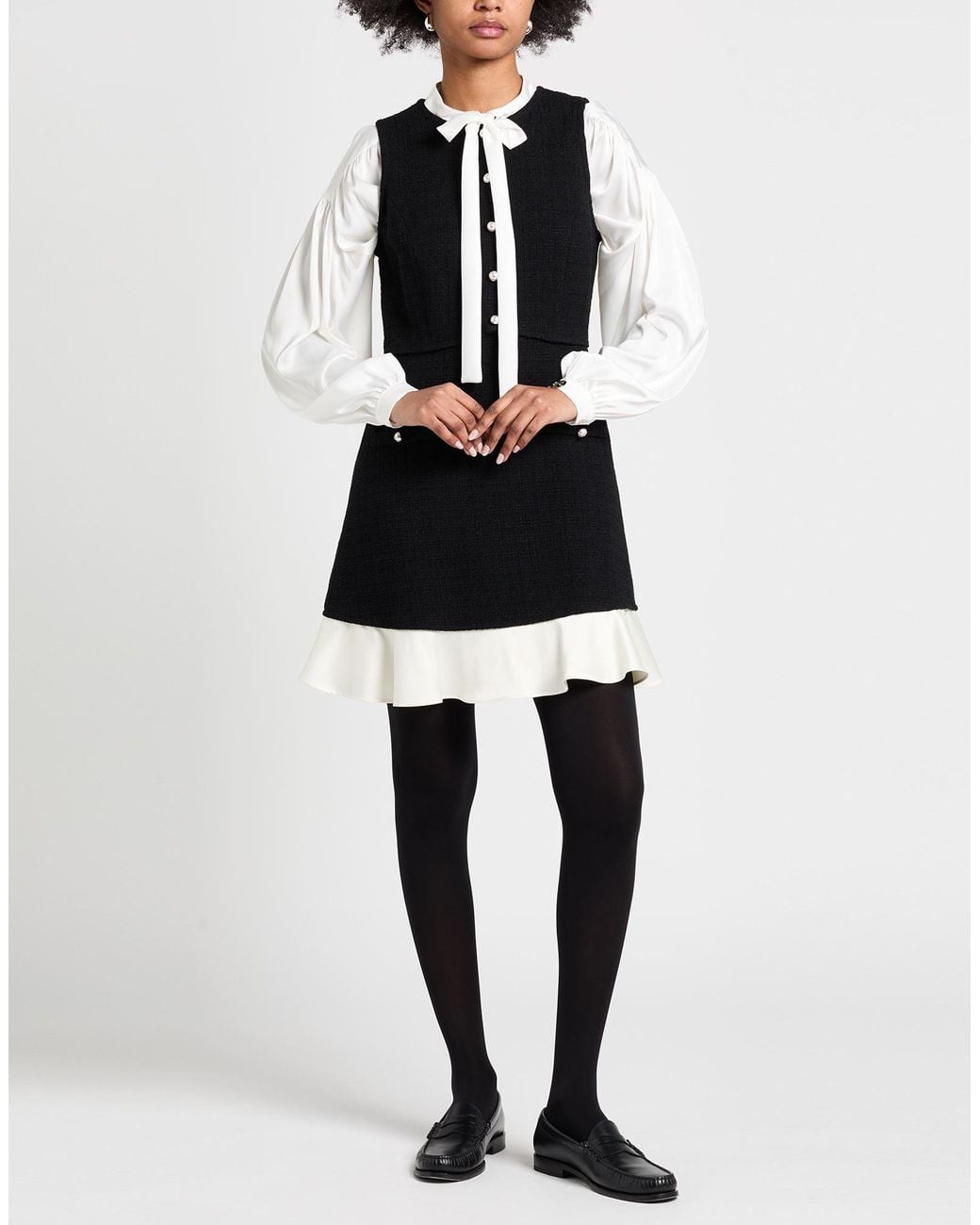 Sandro Black Mini Dress Cotton, Viscose, Acrylic, Polyamide, Polyester
