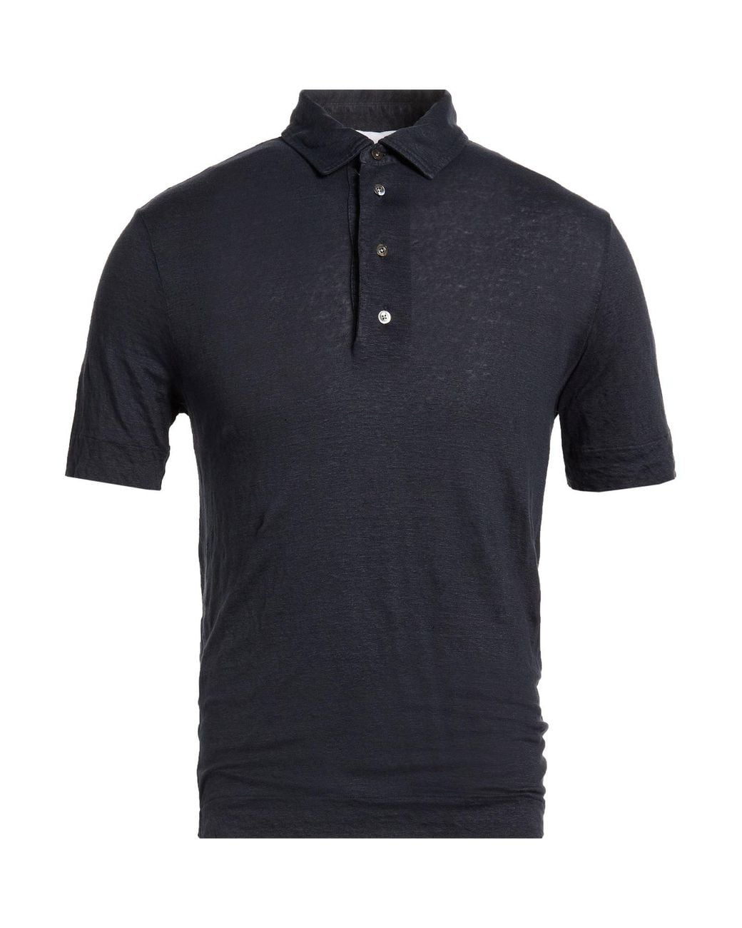 Alpha Studio Blue Polo Shirt Linen, Elastane for men