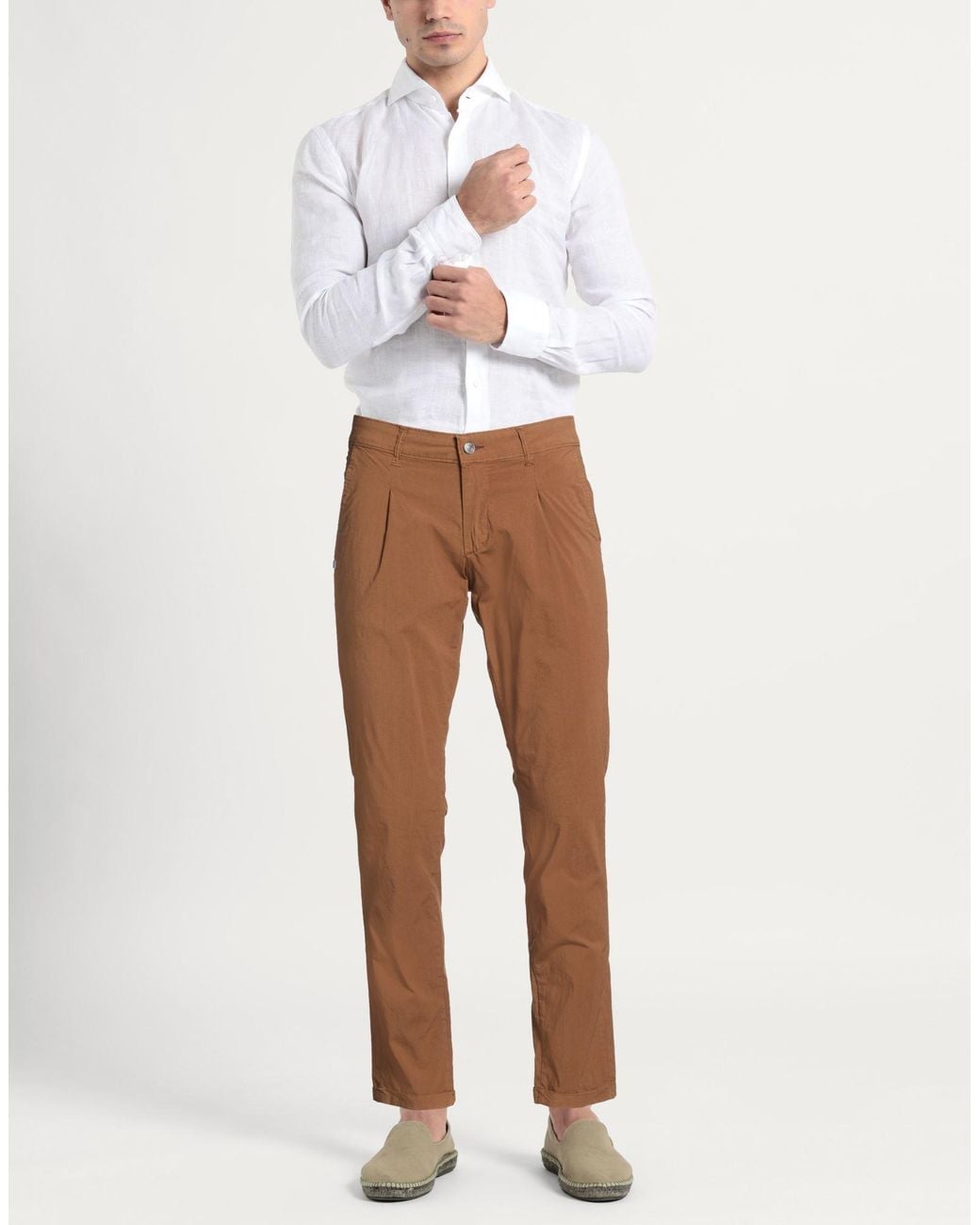Daniele Alessandrini Brown Pants Cotton, Elastane for men