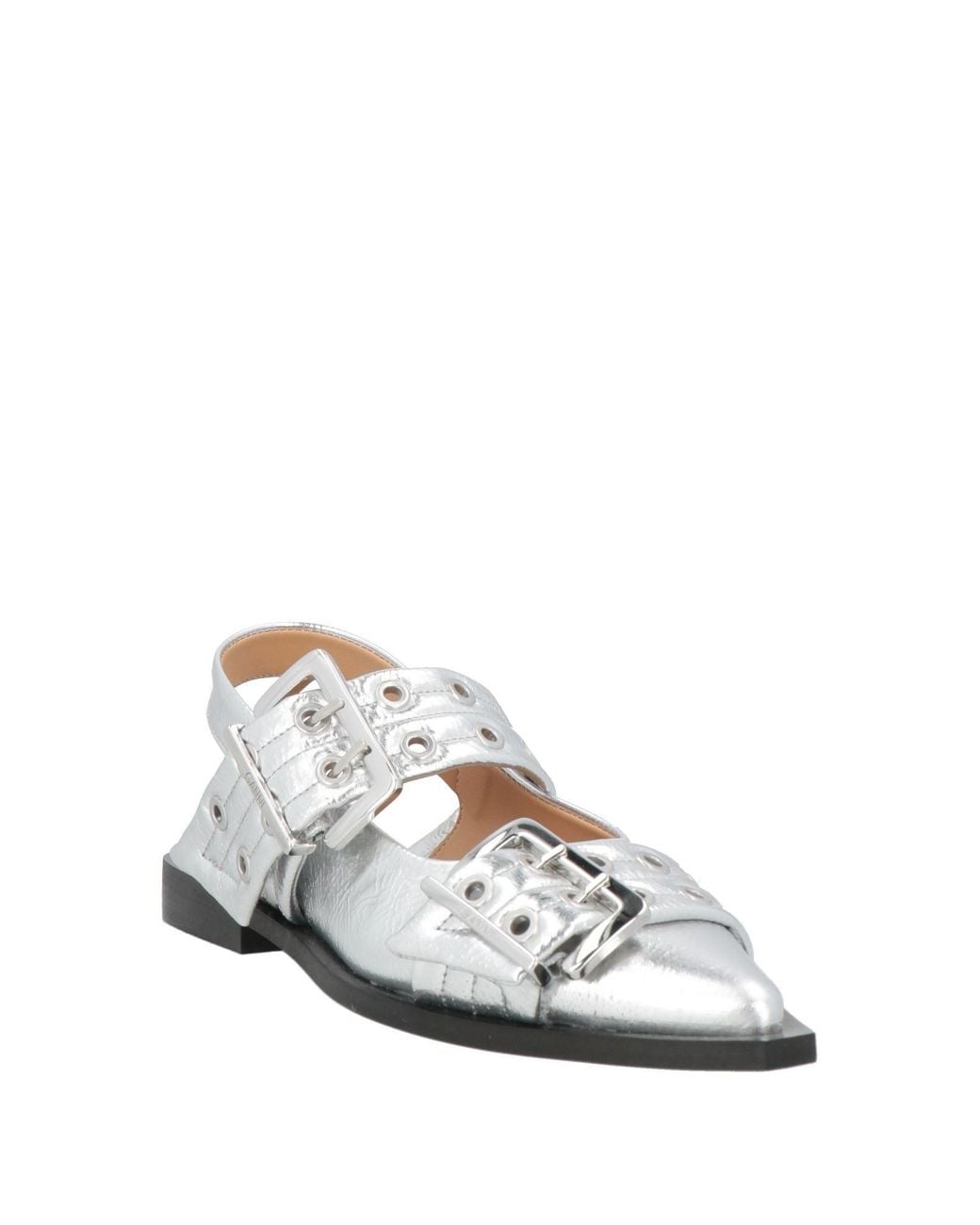 Ganni White Ballet Flats Textile Fibers