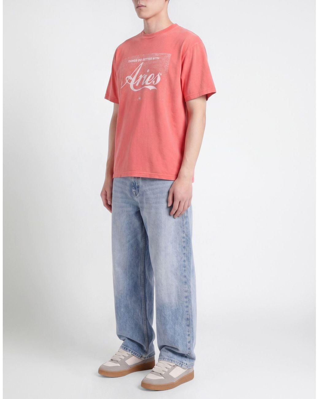 Aries Pink Coral T-Shirt Cotton for men