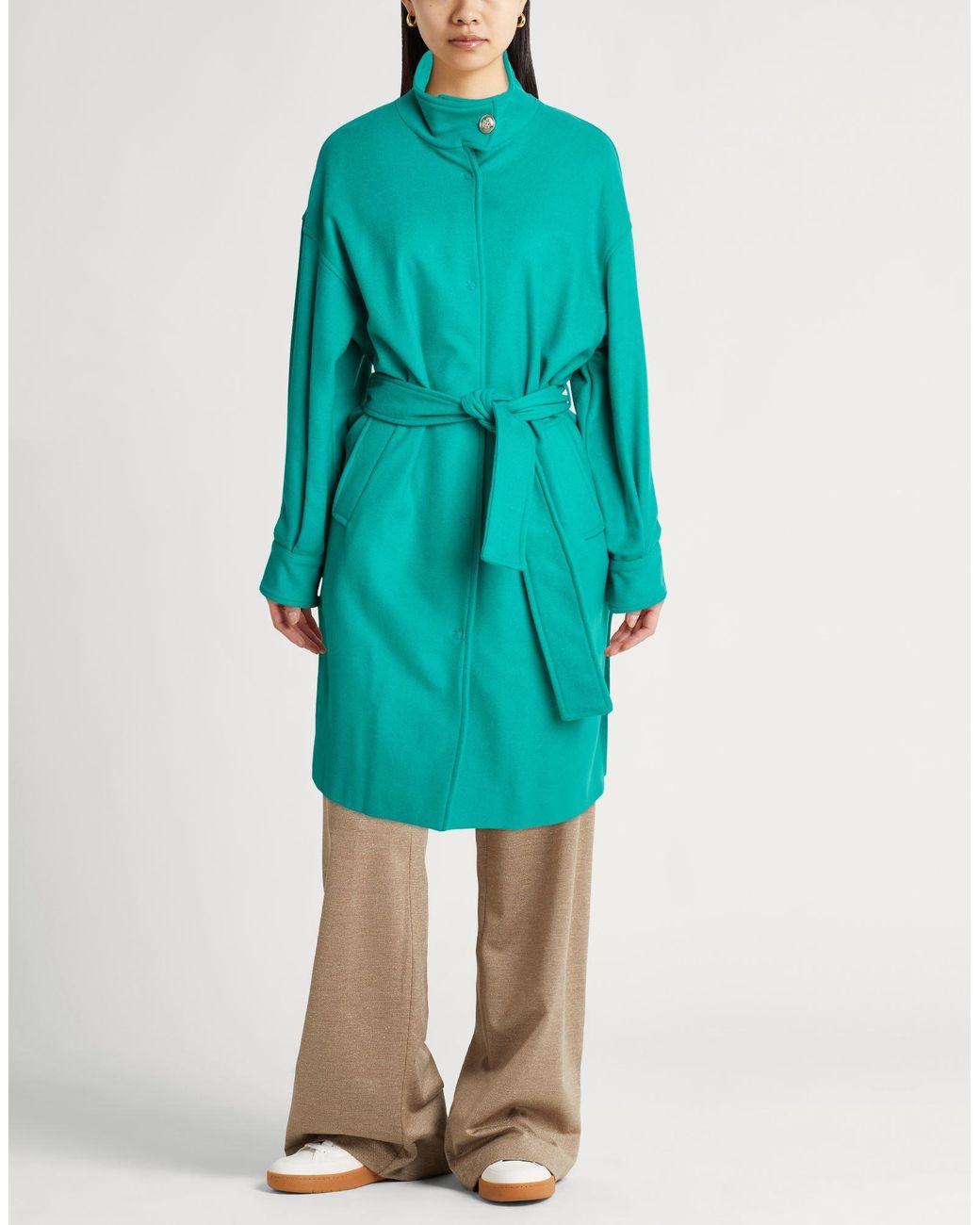Liu Jo Blue Coat Polyester, Acrylic, Virgin Wool