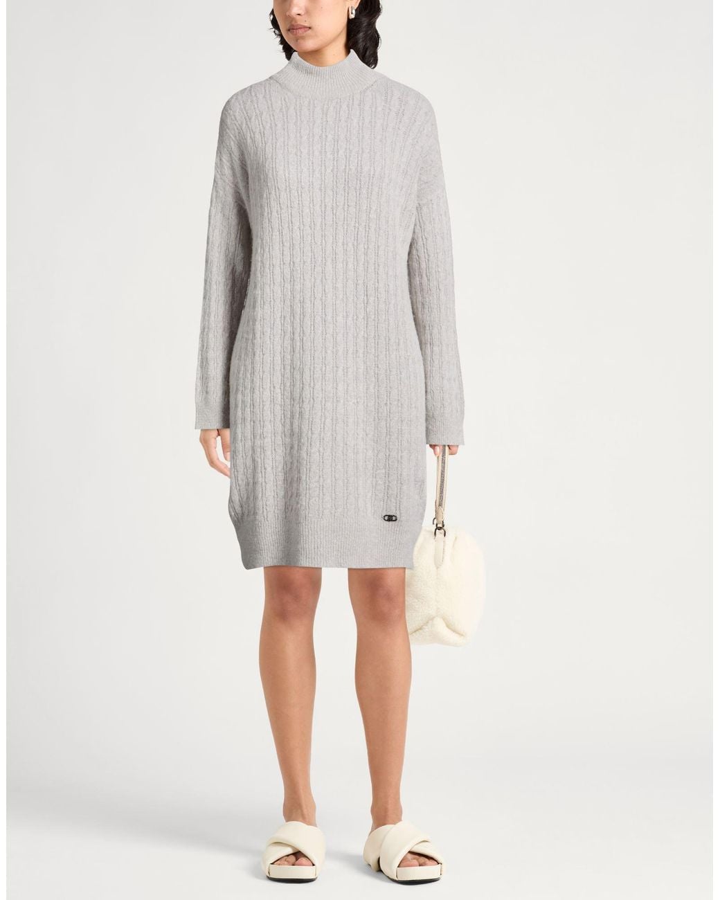 Liu Jo Gray Light Mini Dress Acrylic, Polyamide, Alpaca Wool