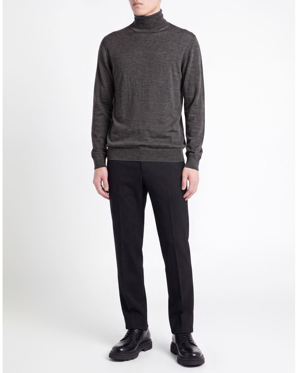 Fedeli Gray Turtleneck Cashmere, Silk for men