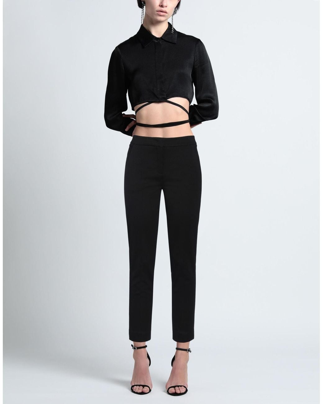 iBlues Black Pants Viscose, Polyamide, Elastane