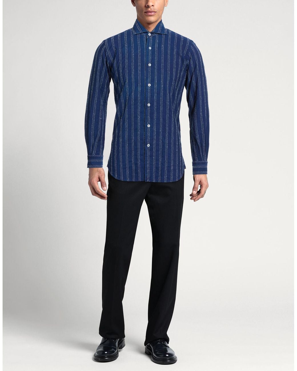 Orian Blue Shirt Cotton, Polyamide for men