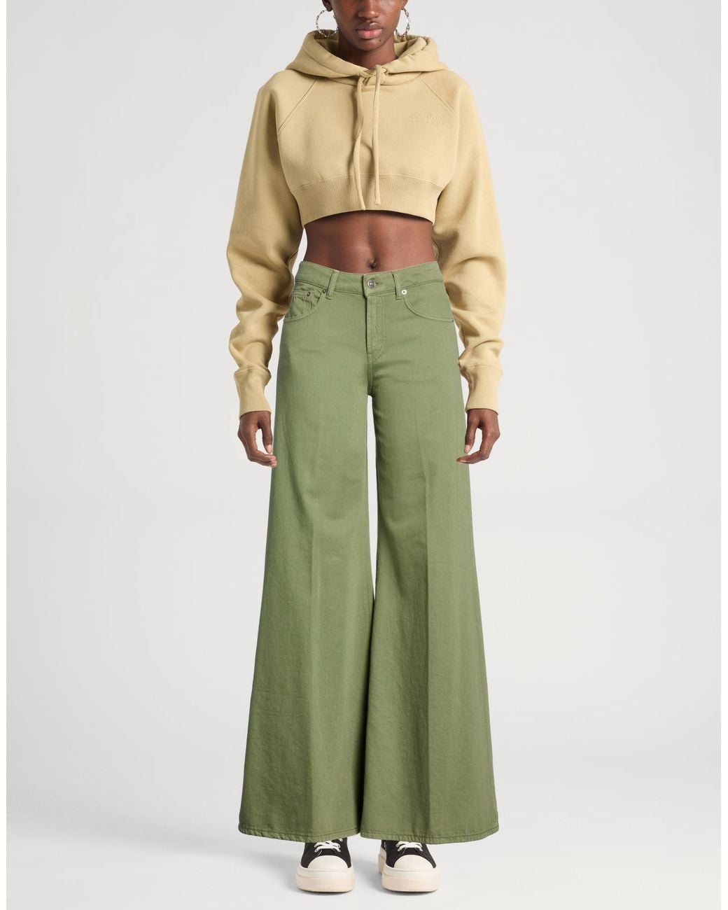Dondup Green Military Pants Cotton, Lyocell