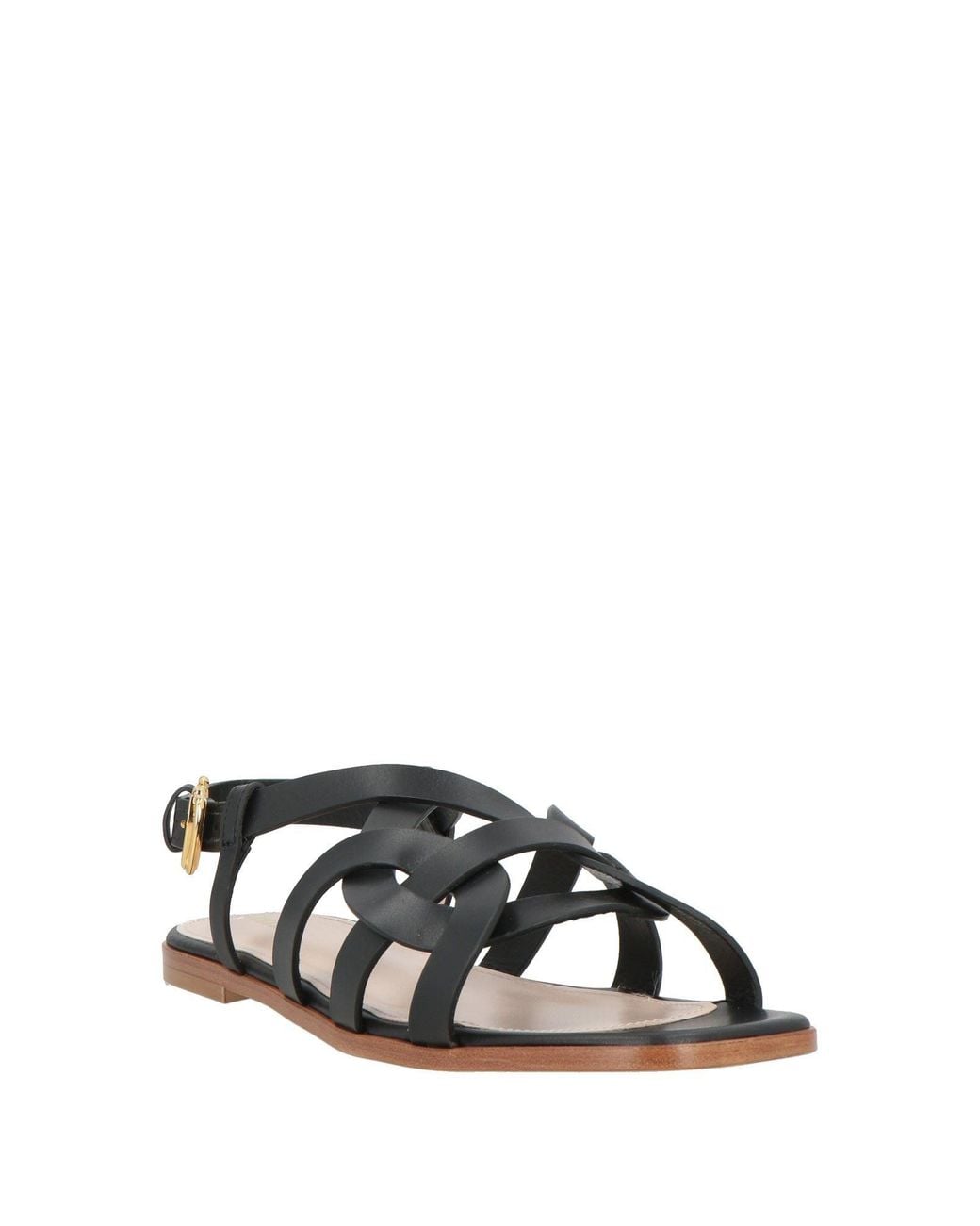 Pollini Sandals Leather in Black | Lyst