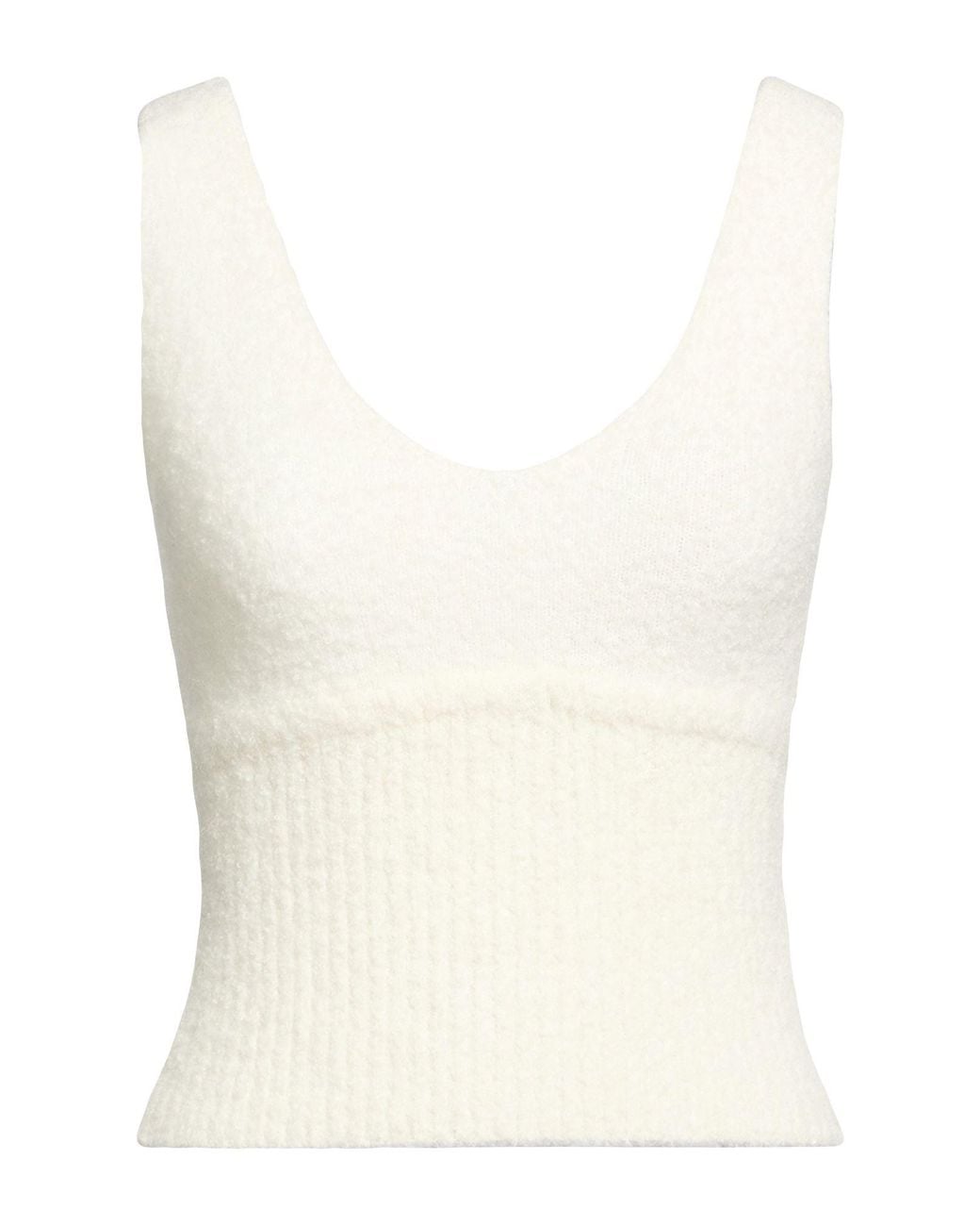 SIMONA CORSELLINI White Cream Top Acrylic, Polyamide, Wool, Alpaca Wool, Elastane