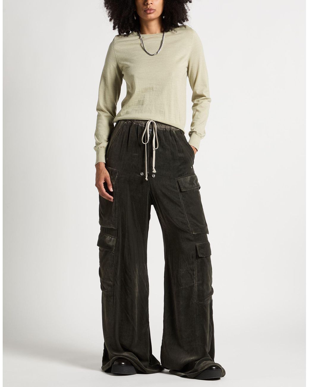 Rick Owens Black Military Pants Viscose, Silk, Cotton