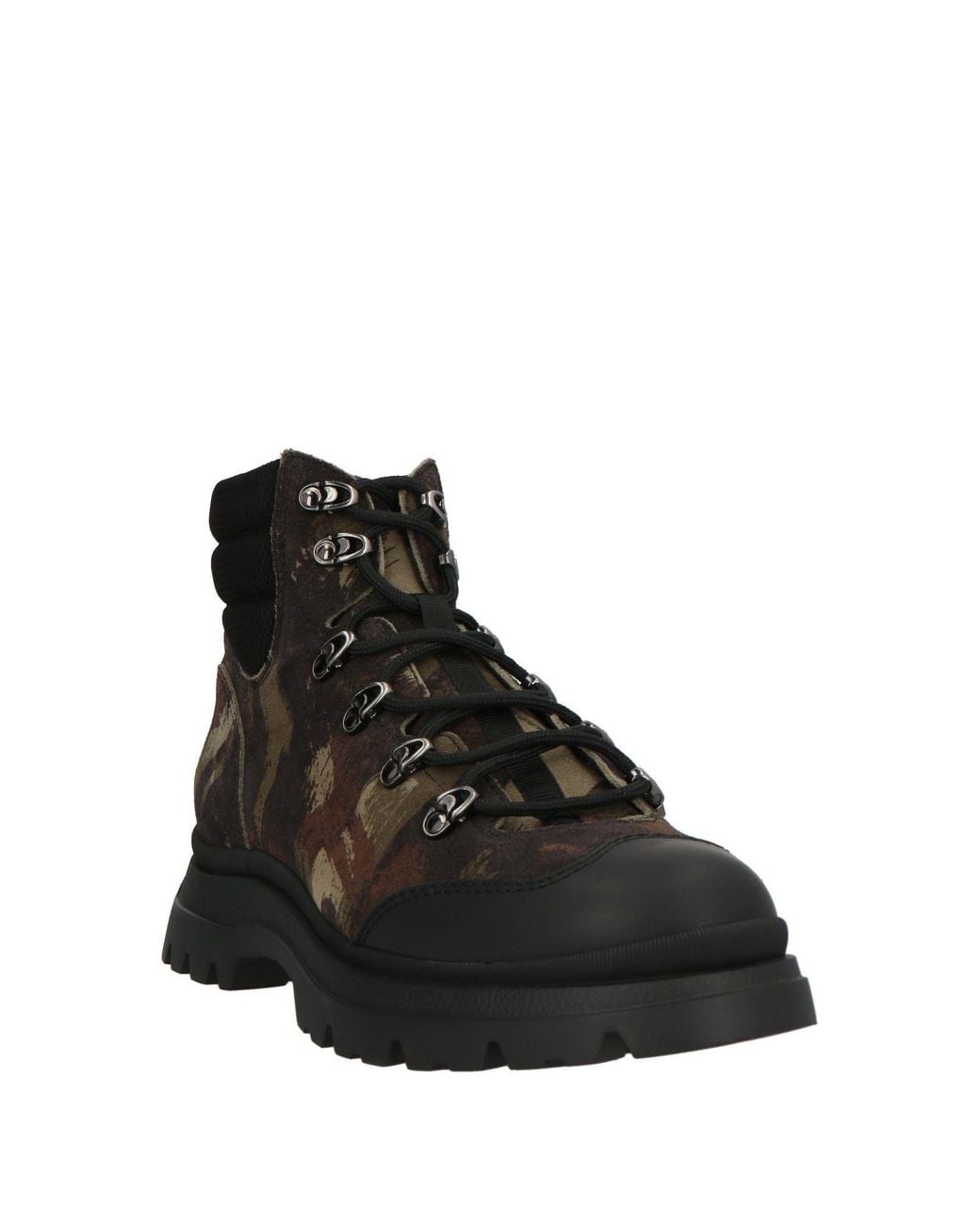 Hogan Black Military Ankle Boots Leather, Textile Fibers for men