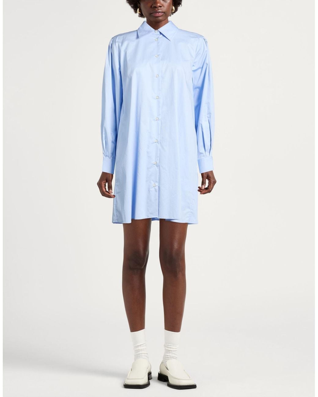 Officine Generale Blue Mini Dress Cotton