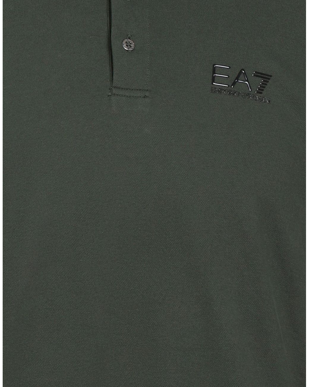 EA7 Black Military Polo Shirt Cotton, Elastane for men